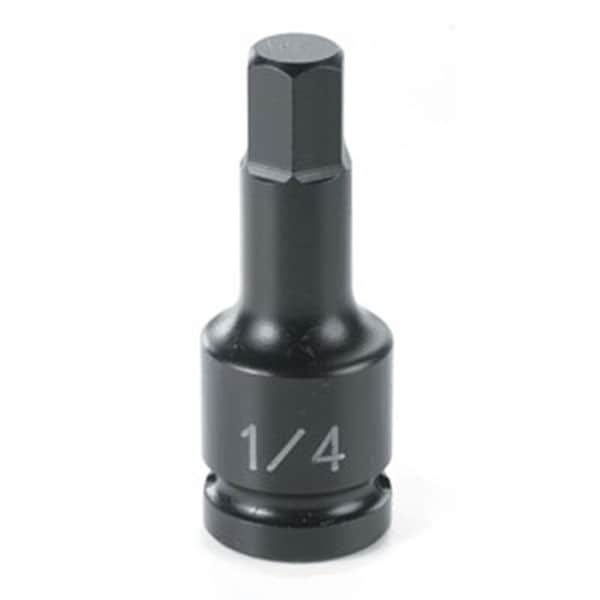Grey Pneumatic 1/4" Drive, 10mm Size, Metric Socket, 6 Points, 10mm, 1/4"D, Impact, Hex Male, Blk - 9910M