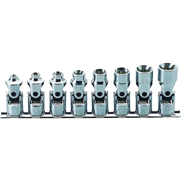 Ko-Ken Universal Socket set TORX E6-E20 200mm 8 pieces 3/8 Sq. Drive - RS3440T/8