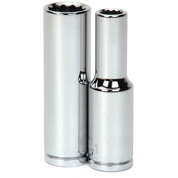 Williams 1/2" Drive Impact Socket High Polished Chrome, Deep 1/2"D, 12Pt, 12mm - 32812