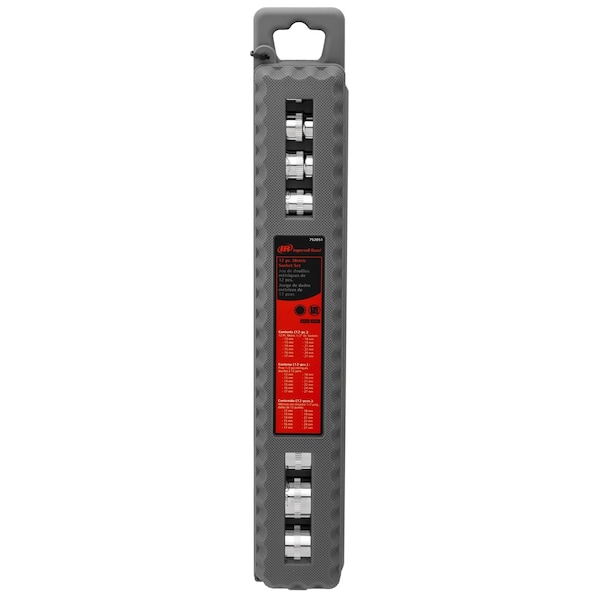 Ingersoll-Rand 12 Piece 1/2 Inch Drive Shallow Socket Set - Metric 12-Pt - 752051X