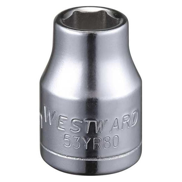 Westward WESTWARD 3/8 in Drive, 8mm Hex Metric Socket, 6 Points, Steel, Chrome, 8 mm - 53YR80