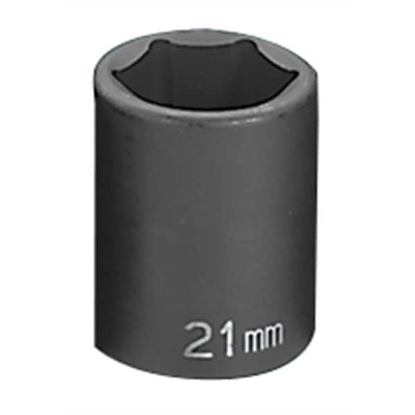 Grey Pneumatic 1/2" Drive, 21mm Size, Metric, Socket, 6 Points, 21mm, 1/2"D, Impact, 6pt. - 2021M