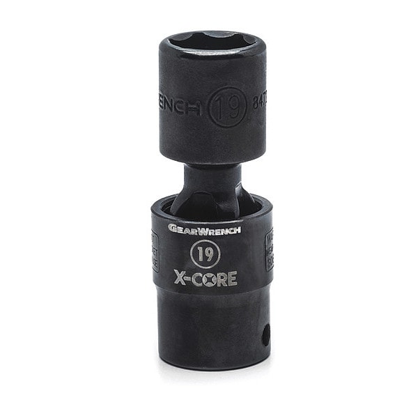 Gearwrench 1/2" Drive 6 Point Standard X-Core Pinless Impact Universal Metric Socket 19mm - 84729