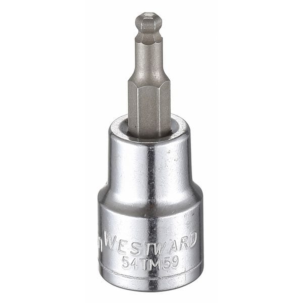 Westward 3/8 in Drive Ball Hex Socket Bit Metric 4 mm Tip, 1 13/16 in L - 54TM59