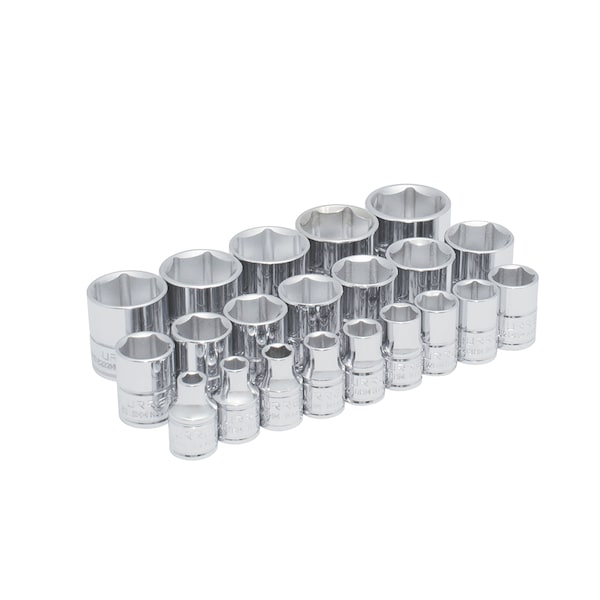 Urrea 3/8"drive, 6 point short socket set, Metric, 21 pieces - 52211