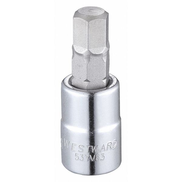 Westward 3/8 in Drive Hex Socket Bit SAE 3/8 in Tip, 1 13/16 in L, 3/8" Drive, 3/8" Tip, Socket Bit, 6 Pts. - 53YV83