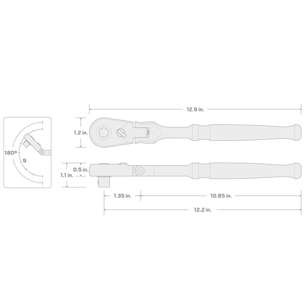 Tekton 3/8 Inch Drive x 12 Inch Flex Head Quick-Release Long Ratchet - SRH31112