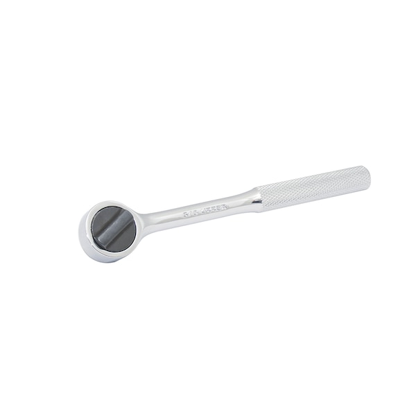 Urrea 3/8" Drive 45 Geared Teeth Round Head Style Hand Ratchet, 7-3/4" L, Chrome Finish - 5252A