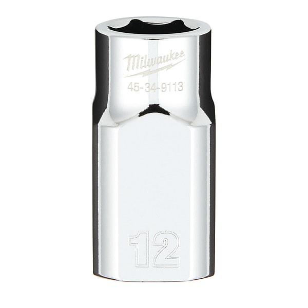 Milwaukee Tool 1/2 in. Drive 12mm Metric 6-Point Socket with FOUR FLAT Sides - 45-34-9113
