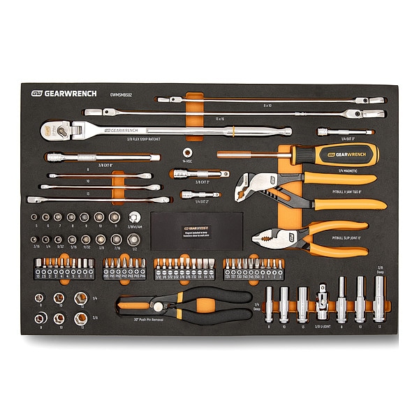 Gearwrench 1/4 in, 3/8 in Drive Socket Bit Set, Metric, SAE, Torx, 82 pcs - GWMSMBS02