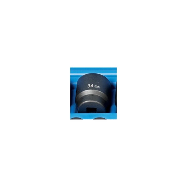 Grey Pneumatic 1/2" Drive, 34mm Size, Metric Socket, 12 Points, 34mm, 1/2"D, Impact, 12pt. - 2134M