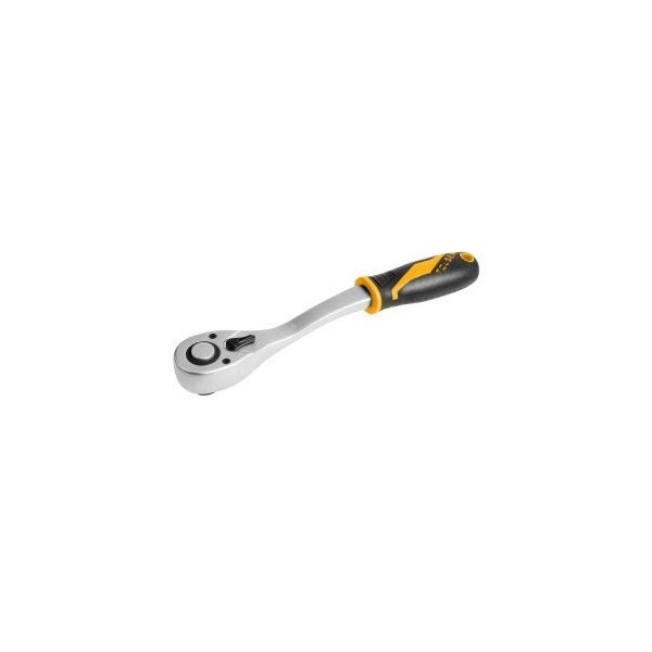 Tolsen Reversible Ratchet 1/4 Chrome Moly, Satin Finish, Ergonomic Comfort Grip Handle, 72T, CRV Gear - 16118