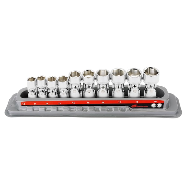 Ingersoll-Rand 10 Piece 6 Pt Metric Universal Joint Socket Set - 752035X