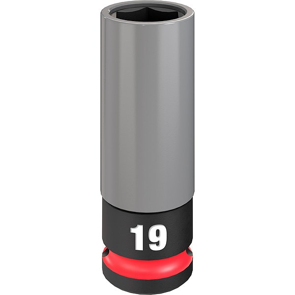 Milwaukee Tool 1/2 in Drive Lug Nut Wheel Socket Deep Socket, Black Phosphate, Lug Nut Wheel Plastic, 19 mm Sz - 49-66-7804