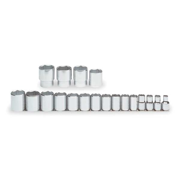 Proto 1/2" Drive Socket Set, SAE, 19pcs, Skt St, Chrm, 3/16-9/16 in, 6Pt - J54109