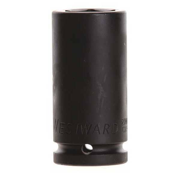 Westward WESTWARD 3/4 in Drive Impact Socket, Deep Socket, Black Oxide, Steel, 1 1/8 in - 21WN09