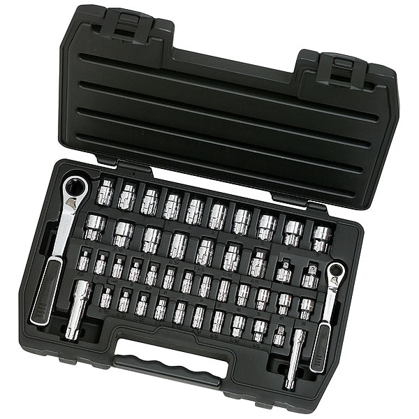 Gearwrench 1/4 in, 3/8 in Drive Socket Set Metric, SAE 46 Pieces 5/32 in to 3/4 in , Chrome - 8946