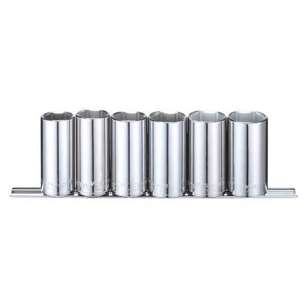 Westward 3/8" Drive Socket Set Metric 6 Pieces 20 mm to 25 mm , Chrome, Skt St, Chrm, 5-15 mm, 6Pt - 53PN48