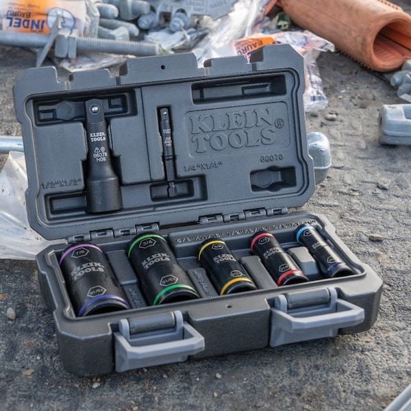 Klein Tools 1/4" Hex, 1/2" Square; 3/8 x 7/16", 1/2 x 9/16", 5/8 x 11/16", 3/4 x 13/16", and 7/8 x 15/16" Drive - 66070