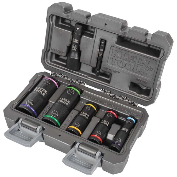 Klein Tools 1/4" Hex, 1/2" Square; 3/8 x 7/16", 1/2 x 9/16", 5/8 x 11/16", 3/4 x 13/16", and 7/8 x 15/16" Drive - 66070