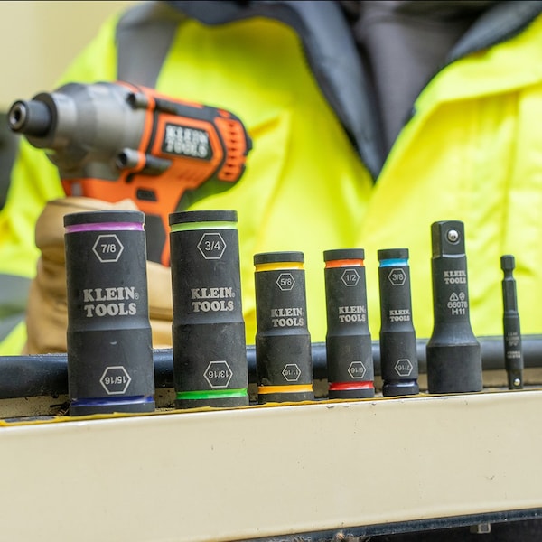 Klein Tools 1/4" Hex, 1/2" Square; 3/8 x 7/16", 1/2 x 9/16", 5/8 x 11/16", 3/4 x 13/16", and 7/8 x 15/16" Drive - 66070