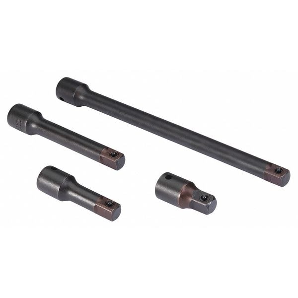 Proto 1/2" Drive Impact Socket Extension Set, SAE, Metric, 4 pcs, Black Oxide, 2 in, 3 in, 5 in, 10 in L - J7515A