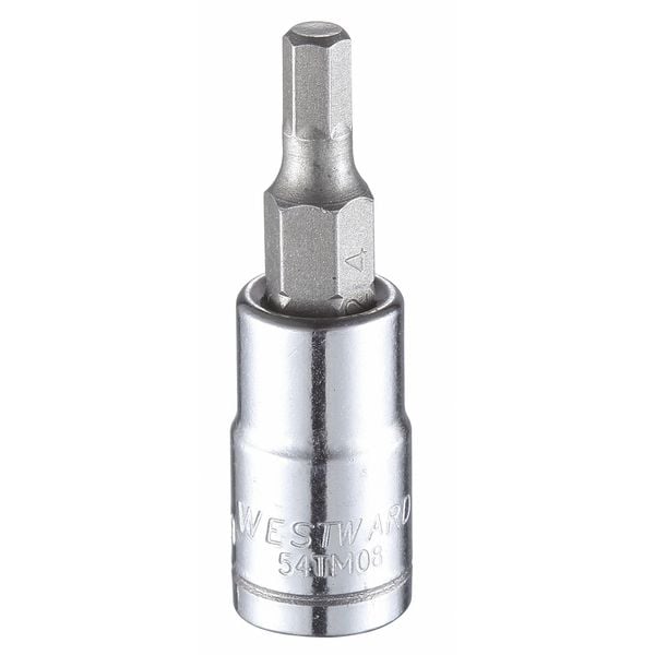 Westward 1/4 in Drive Hex Socket Bit Metric 4 mm Tip, 1 1/2 in L - 54TM08