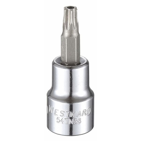 Westward 3/8 in Drive Tamper Resistant Torx(R) Socket Bit SAE T30 Tip, 1 3/4 in L - 54TN38