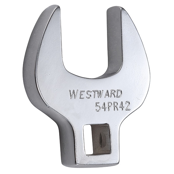 Westward 3/8" Drive, SAE 7/8" Crowfoot Socket Wrench, Open End Head, Chrome Finish - 54PR42