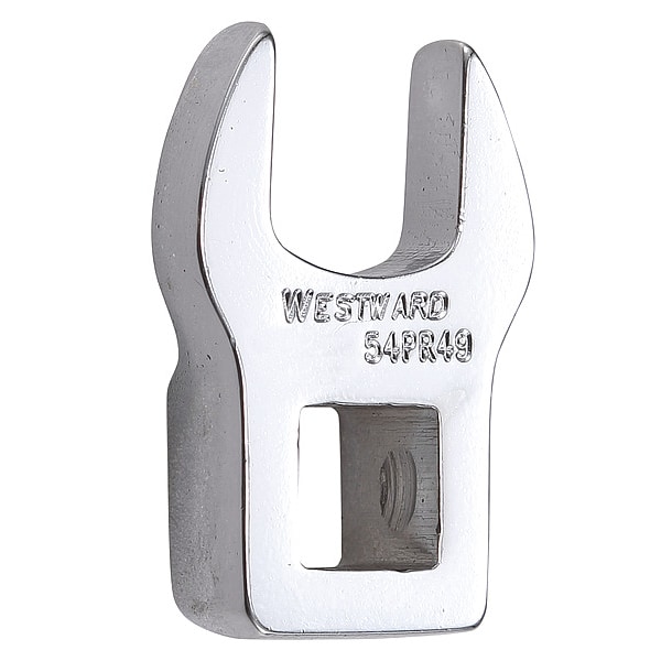 Westward 3/8" Drive, Metric 13mm Crowfoot Socket Wrench, Open End Head, Chrome Finish - 54PR49