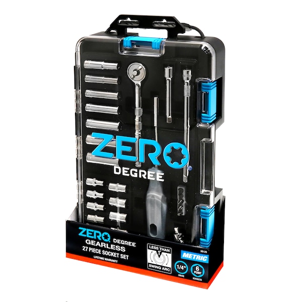 Allied International 27 pc. 1/4in Drive Metric Tool Set with Zero Degree Ratchet - 38129