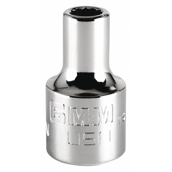 Proto 3/8 in Drive, 6mm Triple Square Metric Socket, 12 Points, Steel, Chrome, 6 mm - J5206MN