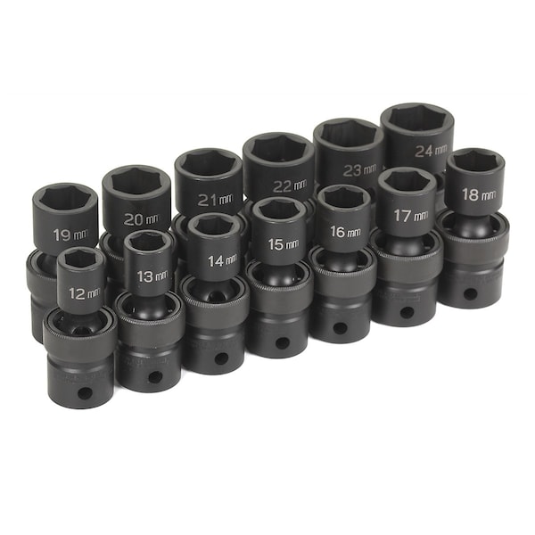 Grey Pneumatic 1/2" Drive Standard Length Universal Set, Metric, 13 pcs - 1313UM