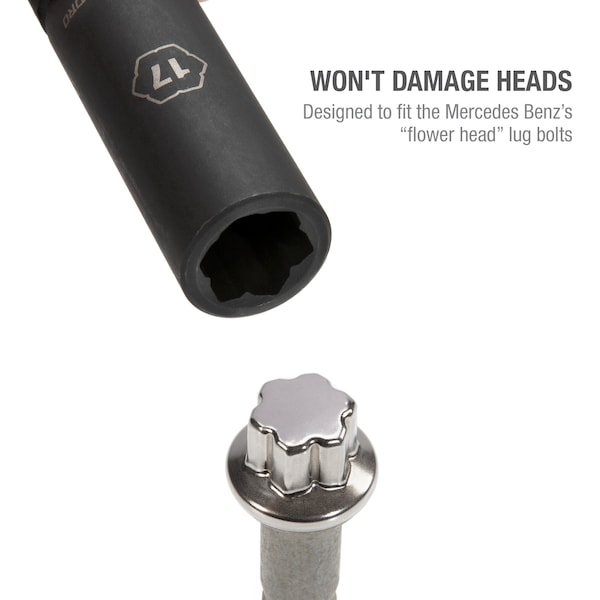 Steelman 17mm Convex Head Lug Bolt Impact Socket for Mercedes Benz - 99427