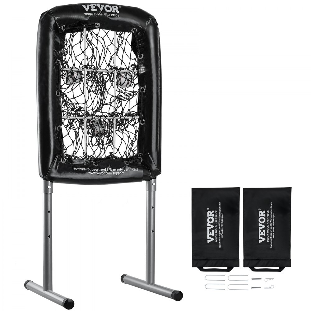 VEVOR 9 Hole Baseball Net, 21"x29" Softball Baseball Training Equipment for Hitting Pitching Practice, Heavy Duty Height Adjustable Trainer Aid with Strike Zone & 4 Ground Stakes, for Youth Adults - DXGBQTQW20305NNUEV0