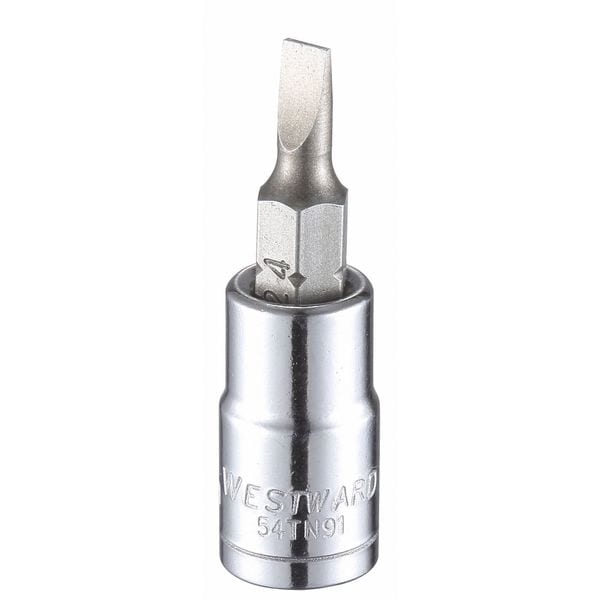 Westward 1/4 in Drive Slotted Socket Bit Metric 4 mm Tip, 1 1/2 in L - 54TN91