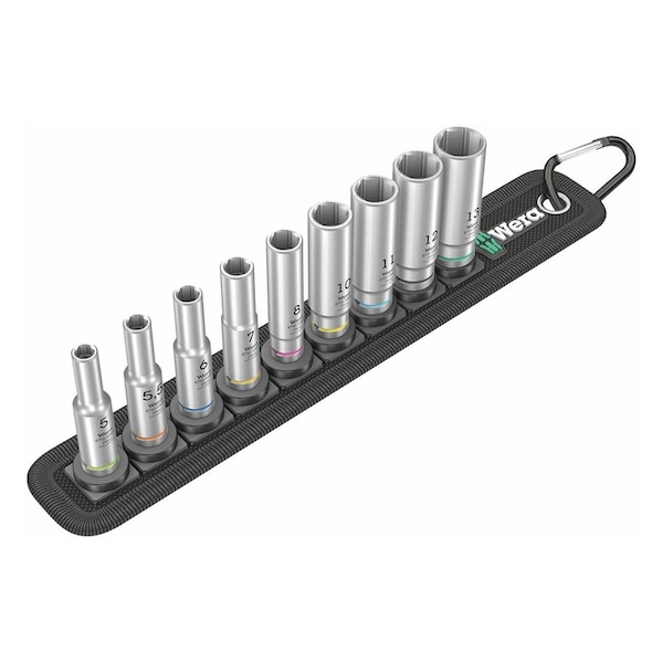 Wera 0.25 in. Metric Drive Deep Socket Set - 9 Piece, WHL7712 - 5004525001