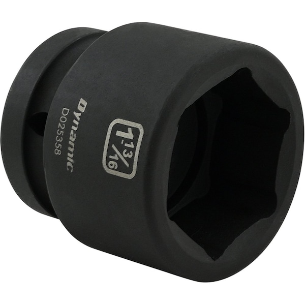 Dynamic 1" Drive Standard Socket, Black Phosphate, Tools 1-13/16" X 1" Drive, 6 Point Standard Length - D025358