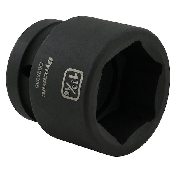 Dynamic 1" Drive Standard Socket, Black Phosphate, Tools 1-13/16" X 1" Drive, 6 Point Standard Length - D025358
