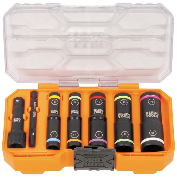 Klein Tools KNECT Flip-10 Heavy Duty Flip Impact Socket Set, Metric, 8-Piece - 65619