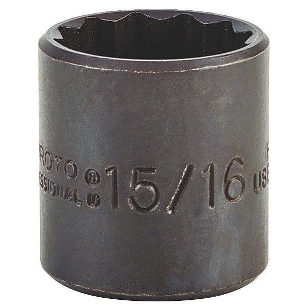 Proto 3/8 in Drive, 15/16" SAE, Socket, 12 Points, Steel, Blk Oxd, 15/16 in - J5230B