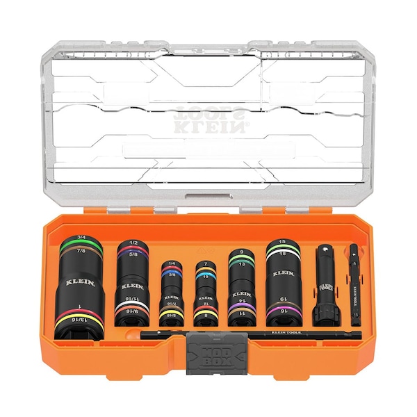 Klein Tools KNECT Quad-24 Heavy-Duty Impact Flip Sockets, SAE and Metric, 6-Piece - 656QS