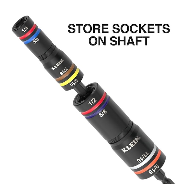 Klein Tools KNECT Quad-24 Heavy-Duty Impact Flip Sockets, SAE and Metric, 6-Piece - 656QS