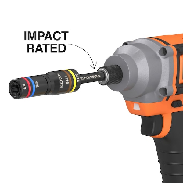 Klein Tools KNECT Quad-24 Heavy-Duty Impact Flip Sockets, SAE and Metric, 6-Piece - 656QS