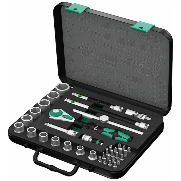 Wera 0.375 in. Drive 8100 SB 4 Zyklop Speed Ratchet Socket Wrench Set, WHL7700 - 5003596001
