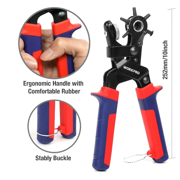Prime-Line WORKPRO W031300 Revolving Head Punch Pliers, Drop-Forged Carbon Steel  Single Pack - W031300