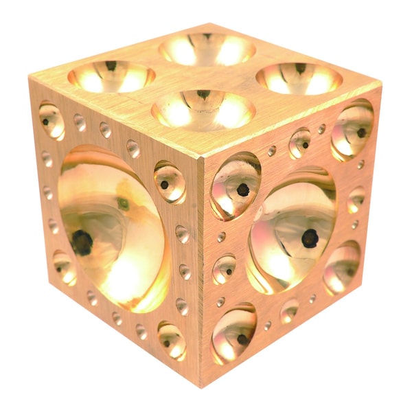 H & H Industrial Products 3 X 3 X 3" Dapping Block Square With Brass 22-62.5MM Cavaties - 8606-3412