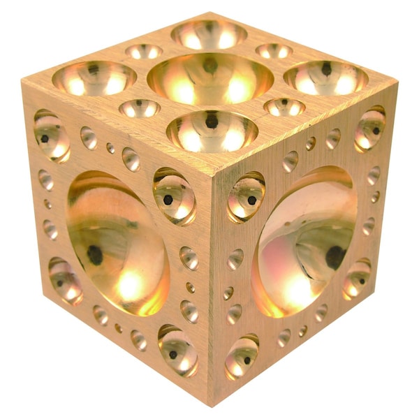 H & H Industrial Products 3 X 3 X 3" Dapping Block Square With Brass 22-62.5MM Cavaties - 8606-3412