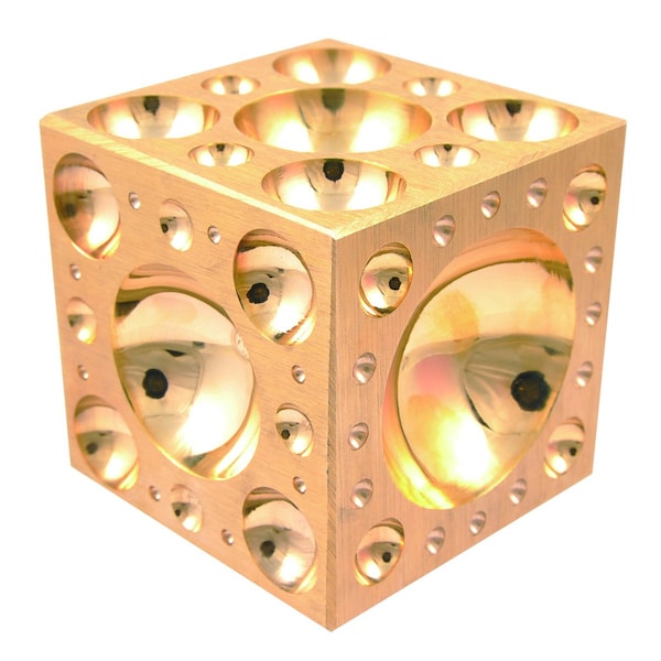 H & H Industrial Products 3 X 3 X 3" Dapping Block Square With Brass 22-62.5MM Cavaties - 8606-3412