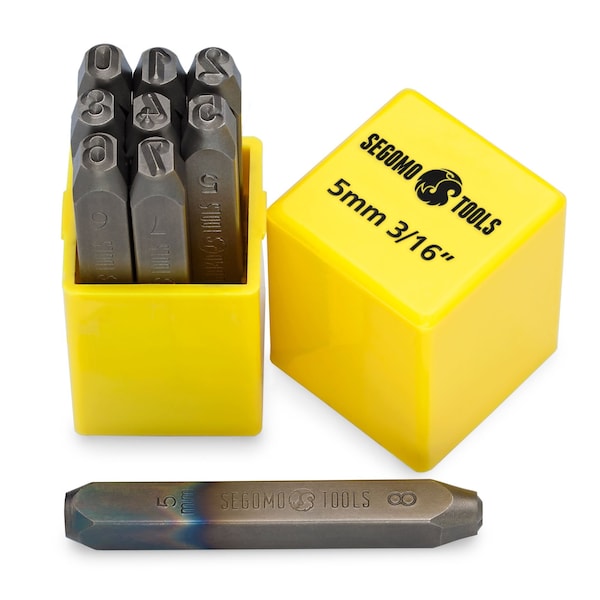 Segomo Tools 9 Piece 5mm 3/16 Inch Sizes: 0-8 Professional Number Punch Stamp Set - NUMBER316
